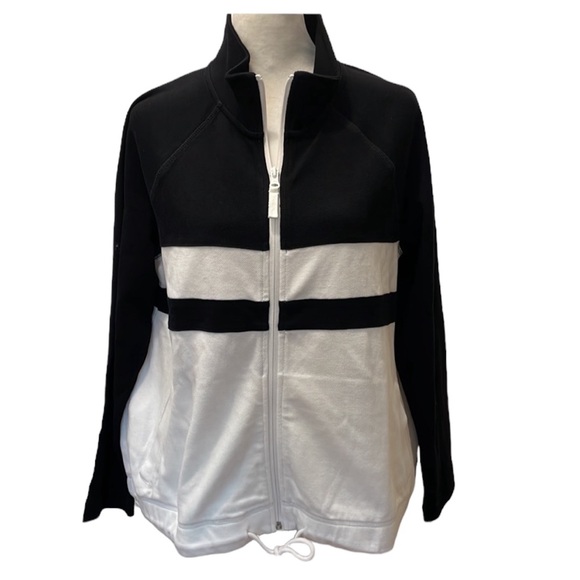 Talbots Jackets & Blazers - T by Talbots cotton pique black and white zip jacket. Size LP. NWT